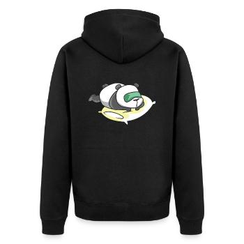 A big white panda is sleeping. - Unisex Premium Organic Zip Hoodie - black - Back - Nico (187cm)