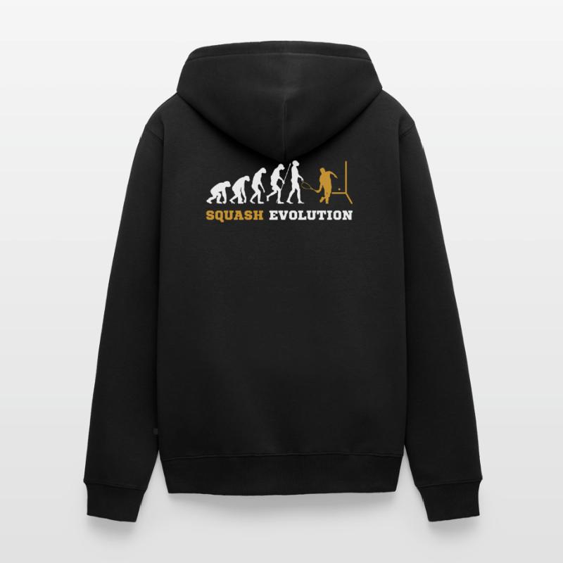 Squash Squashspieler Evolution Geschenk Unisex Premium Bio Zip Hoodie