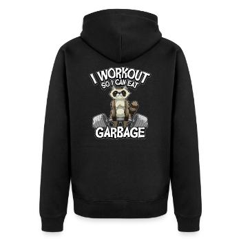 I Workout So I Can Eat Garbage - Fitness Raton laveur - Veste à capuche bio Premium Unisexe - noir - Dos - Nico (187cm)