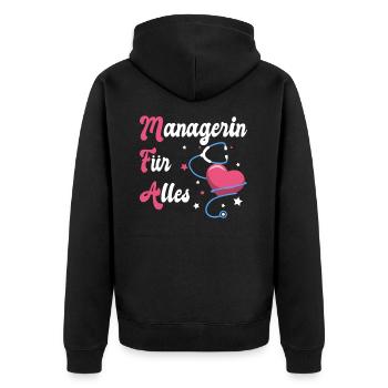 MFA Arzthelferin Medizinische Fachangestellte - Unisex Premium Bio Zip Hoodie - Schwarz - Hinten - Nico (187cm)