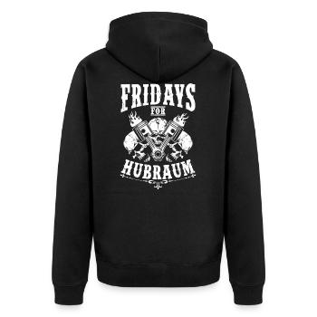 Fridays for Hubraum Auto Tuning KFZ Mechaniker - Unisex Premium Bio Zip Hoodie - Schwarz - Hinten - Nico (187cm)