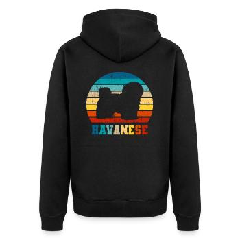 Havaneser Hund Vintage Geschenk - Unisex Premium Bio Zip Hoodie - Schwarz - Hinten - Nico (187cm)