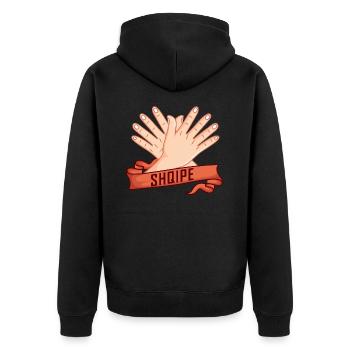 SHQIPE drapeau albanais aigle signe de la main - Veste à capuche bio Premium Unisexe - noir - Dos - Nico (187cm)
