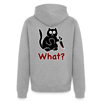cat what? - Unisex Premium Organic Zip Hoodie - heather grey - Back - Nico (187cm)