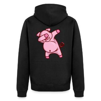 Dabbing Pig Dab Sau Children's Gift Idea - Unisex Premium Organic Zip Hoodie - black - Back - Nico (187cm)