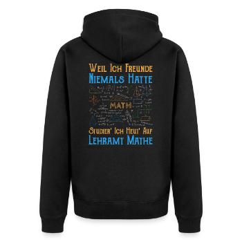 Lustiger Mathe auf Lehramt Spruch - Unisex Premium Bio Zip Hoodie - Schwarz - Hinten - Nico (187cm)