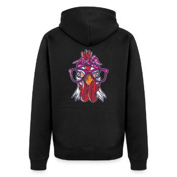 Chicken Bandana Cute Farm Animals Farming Lover - Unisex Premium Organic Zip Hoodie - black - Back - Nico (187cm)