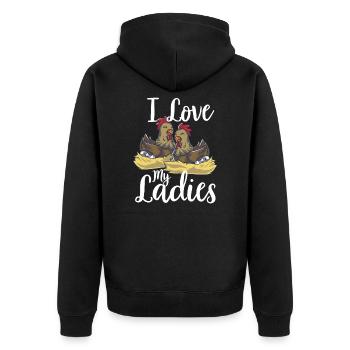 Animal de poulet j'aime mon cadeau d'élevage de poule dames - Veste à capuche bio Premium Unisexe - noir - Dos - Nico (187cm)