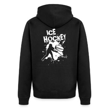 Cadeau de rondelle de joueur de hockey sur glace - Veste à capuche bio Premium Unisexe - noir - Dos - Nico (187cm)
