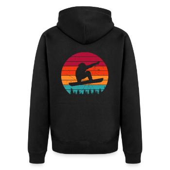 Snowboarden Snowboard Snowboarder Geschenkidee - Unisex Premium Bio Zip Hoodie - Schwarz - Hinten - Nico (187cm)