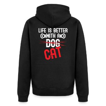 Kitten Life Is Better With A Cat Pet Dog Puppy Gif - Unisex Premium Organic Zip Hoodie - black - Back - Nico (187cm)