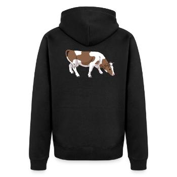 Kuh mit braunen Flecken - Unisex Premium Bio Zip Hoodie - Schwarz - Hinten - Nico (187cm)