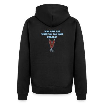 Bauchmuskeln Übung Gym Body Workout Lustige Kebabs Liebhaber - Unisex Premium Bio Zip Hoodie - Schwarz - Hinten - Nico (187cm)