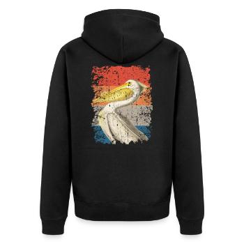 Pelican vintage retro gift - Unisex Premium Organic Zip Hoodie - black - Back - Nico (187cm)
