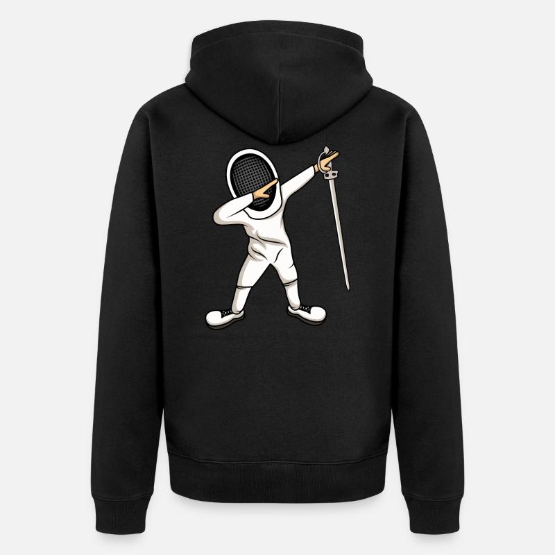 Fechten Fechter Dab Dabbing Geschenkidee - Unisex Premium Bio Zip Hoodie - Schwarz