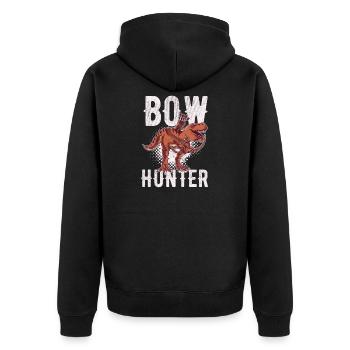 Funny T-rex Bow Hunter Archery Animal Arrow Shoote - Unisex Premium Organic Zip Hoodie - black - Back - Nico (187cm)
