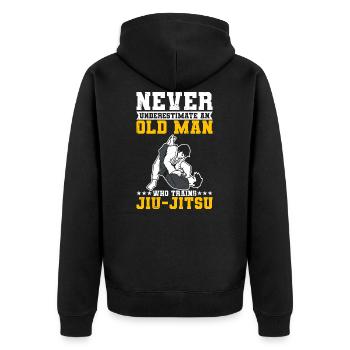 Jiu Jitsu Kämpfer Geschenk - Unisex Premium Bio Zip Hoodie - Schwarz - Hinten - Nico (187cm)