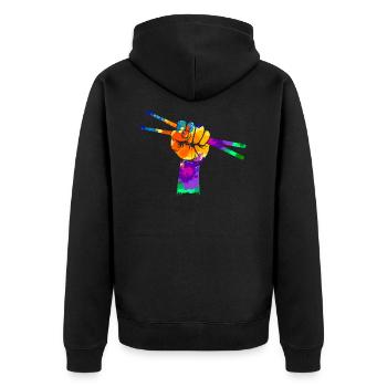 Batteur pilons poing cadeau - Veste à capuche bio Premium Unisexe - noir - Dos - Nico (187cm)