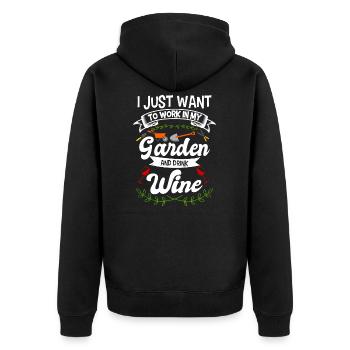 Gardening nursery and wine gift - Unisex Premium Organic Zip Hoodie - black - Back - Nico (187cm)