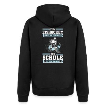 Eishockey Kinder Mannschaft Verein Geschenk - Unisex Premium Bio Zip Hoodie - Schwarz - Hinten - Nico (187cm)