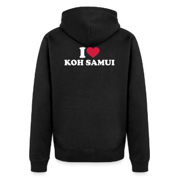 Koh Samui - Unisex Premium Bio Zip Hoodie - Schwarz - Hinten - Nico (187cm)