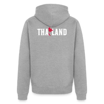 Thailand - Unisex Premium Bio Zip Hoodie - Grau meliert - Hinten - Nico (187cm)