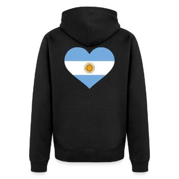 Argentina - Unisex Premium Organic Zip Hoodie - black - Back - Nico (187cm)