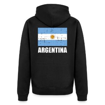 Argentinien - Unisex Premium Bio Zip Hoodie - Schwarz - Hinten - Nico (187cm)