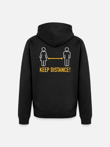 Keep Distance - Unisex Premium Organic Zip Hoodie - black