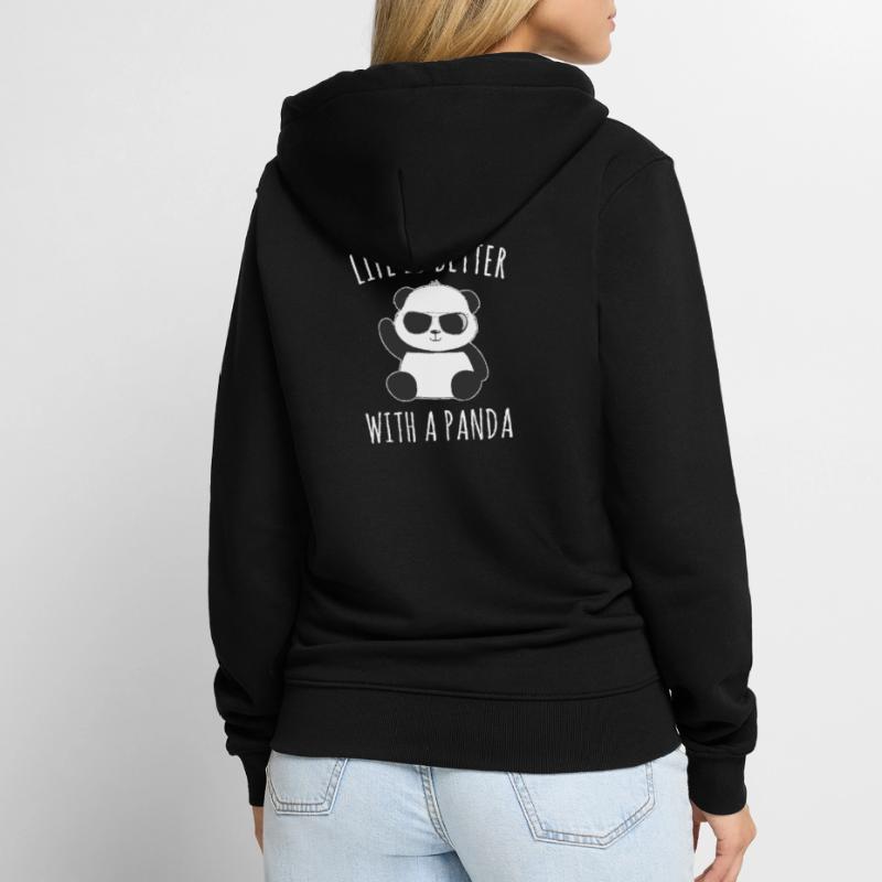 Life Is Better Withe a Panda Bamboo Bear Panda Bear Unisex Premium Organic Zip Hoodie