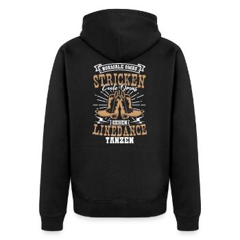 Omas Tanzen Linedance Western Country Geschenk - Unisex Premium Bio Zip Hoodie - Schwarz - Hinten - Nico (187cm)