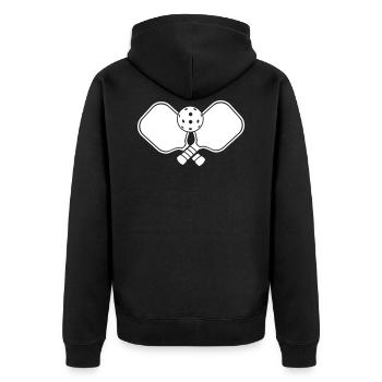 Pickleball - Unisex Premium Bio Zip Hoodie - Schwarz - Hinten - Nico (187cm)