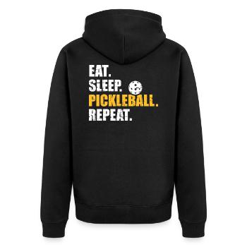 Pickleball - Unisex Premium Bio Zip Hoodie - Schwarz - Hinten - Nico (187cm)