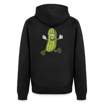 Laufende Gurke - Unisex Premium Bio Zip Hoodie - Schwarz - Hinten - Nico (187cm)