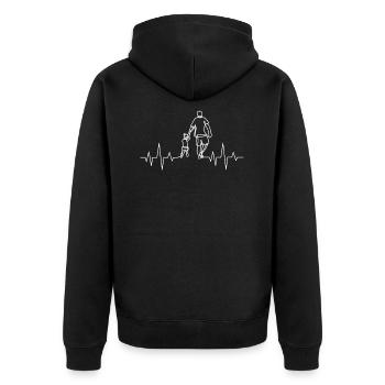 Vater Und Tochter Herzschlag EKG Partnerlook - Unisex Premium Bio Zip Hoodie - Schwarz - Hinten - Nico (187cm)