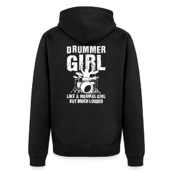Drummer Girl Für Schlagzeuger Mädchen Frauen - Unisex Premium Bio Zip Hoodie - Schwarz - Hinten - Nico (187cm)