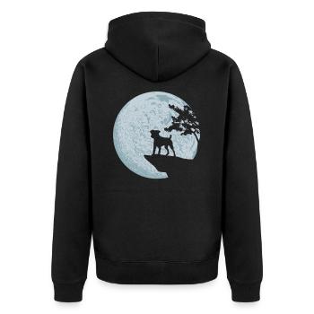 Cadeau d'amour de chien de pleine lune Jack Russell Terrier - Veste à capuche bio Premium Unisexe - noir - Dos - Nico (187cm)