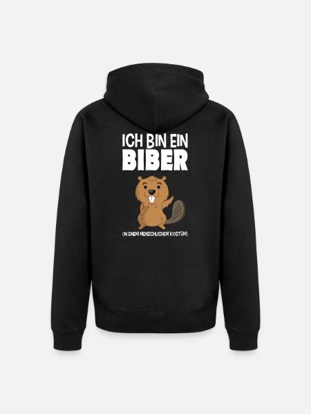 Biber Nagetier Zoo Kostüm lustiges Geschenk - Unisex Premium Bio Zip Hoodie - Schwarz