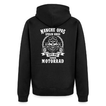 Motorrad Opa Motorradfahrer Großvater Biker - Unisex Premium Bio Zip Hoodie - Schwarz - Hinten - Nico (187cm)