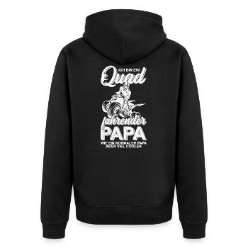 Quad driver daddy offroad biker father - Unisex Premium Organic Zip Hoodie - black - Back - Nico (187cm)