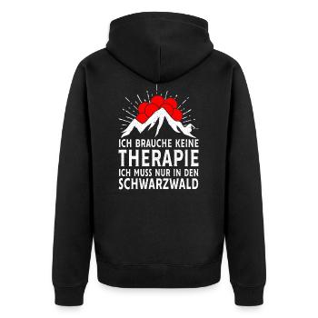 Wandern Schwarzwald Berge Wanderer - Unisex Premium Bio Zip Hoodie - Schwarz - Hinten - Nico (187cm)