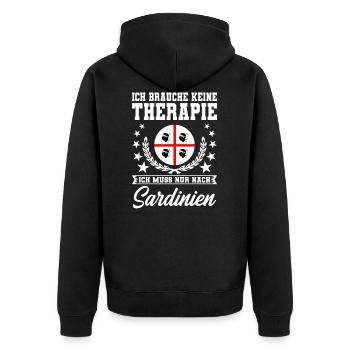 Urlaub auf Sardinien - Ich muss nur nach SARDINIEN - Unisex Premium Bio Zip Hoodie - Schwarz - Hinten - Nico (187cm)