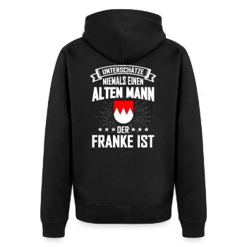 Franken Nürnberg Fränkisch Oberfranken - Unisex Premium Bio Zip Hoodie - Schwarz - Hinten - Nico (187cm)