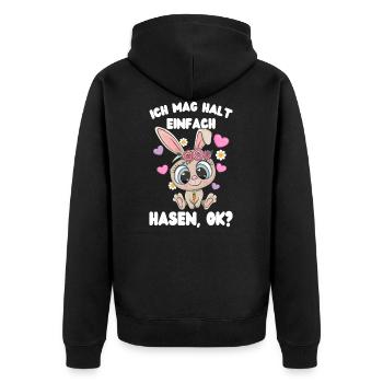 Süßer Hase Ich mag halt Hasen Okay Geschenkidee - Unisex Premium Bio Zip Hoodie - Schwarz - Hinten - Nico (187cm)
