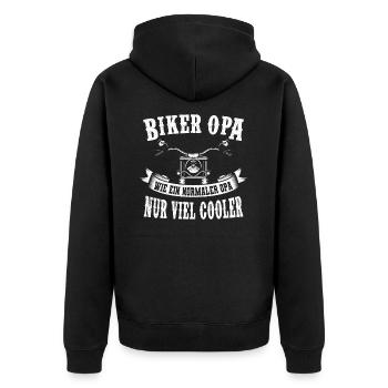 Biker Opa Motorrad Vatertag Geschenk Großvater - Unisex Premium Bio Zip Hoodie - Schwarz - Hinten - Nico (187cm)