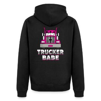 Trucker Babe LKW Fahrerin Kraftfahrerin Frauen - Unisex Premium Bio Zip Hoodie - Schwarz - Hinten - Nico (187cm)