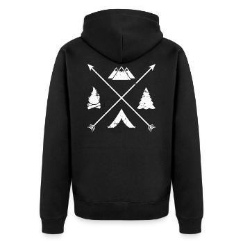 camping - Unisex Premium Organic Zip Hoodie - black - Back - Nico (187cm)