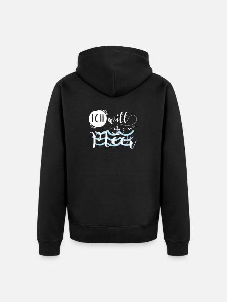 Ich will Meer - Unisex Premium Bio Zip Hoodie - Schwarz