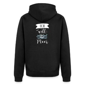 Ich will Meer - Unisex Premium Bio Zip Hoodie - Schwarz - Hinten - Nico (187cm)