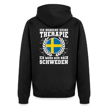 Schweden Keine Therapie Urlaub Ferien Reise - Unisex Premium Bio Zip Hoodie - Schwarz - Hinten - Nico (187cm)